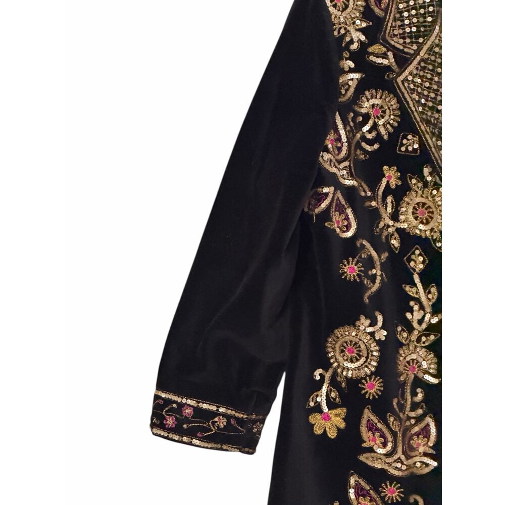 Sandy Starkman Vintage Embroidered Velvet Long Coat Size L - Picture 7 of 14